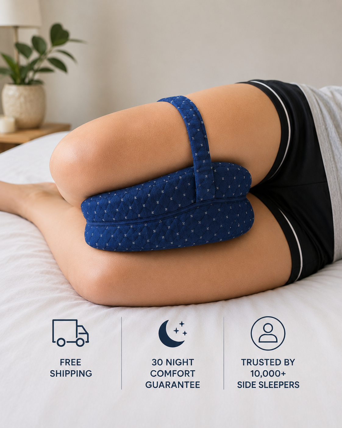 Duskn™ Orthopedic Memory Foam Leg Pillow For Hip, Back & Sciatica Relief