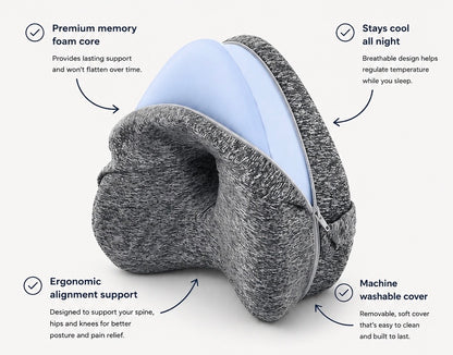 Duskn™ Orthopedic Memory Foam Leg Pillow For Hip, Back & Sciatica Relief